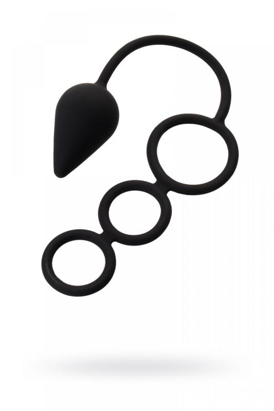 Анальная пробка Erotist с эрекционным кольцом, силикон, черная, 20 см, Ø 3,9 см
