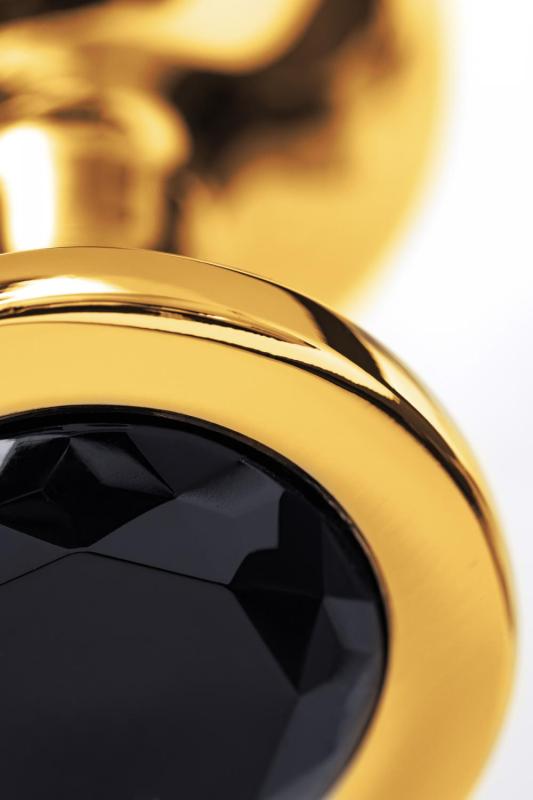 Анальная втулка Metal by TOYFA, металл, золотая, с черным кристаллом, 10 см, Ø 4 см, 360 г