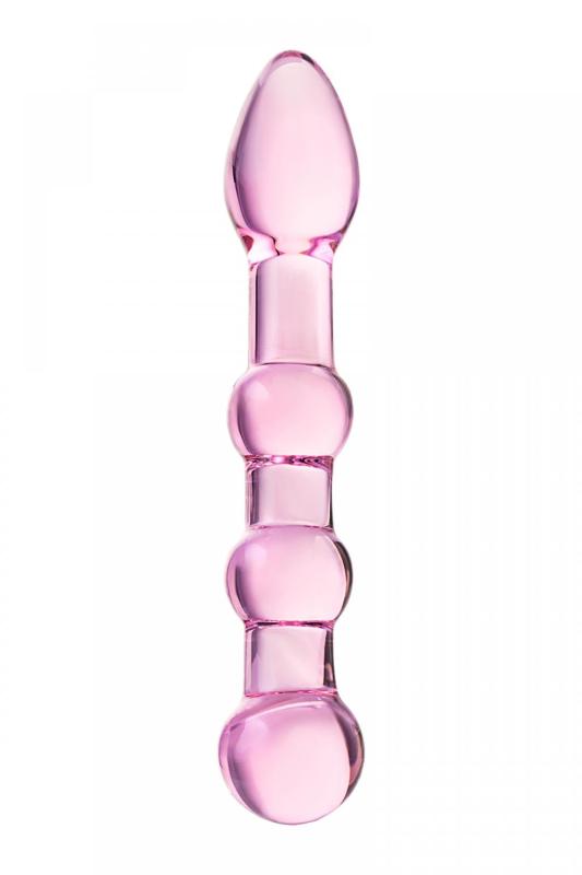 Двусторонний фаллоимитатор Sexus Glass, стекло, розовый, 18 см