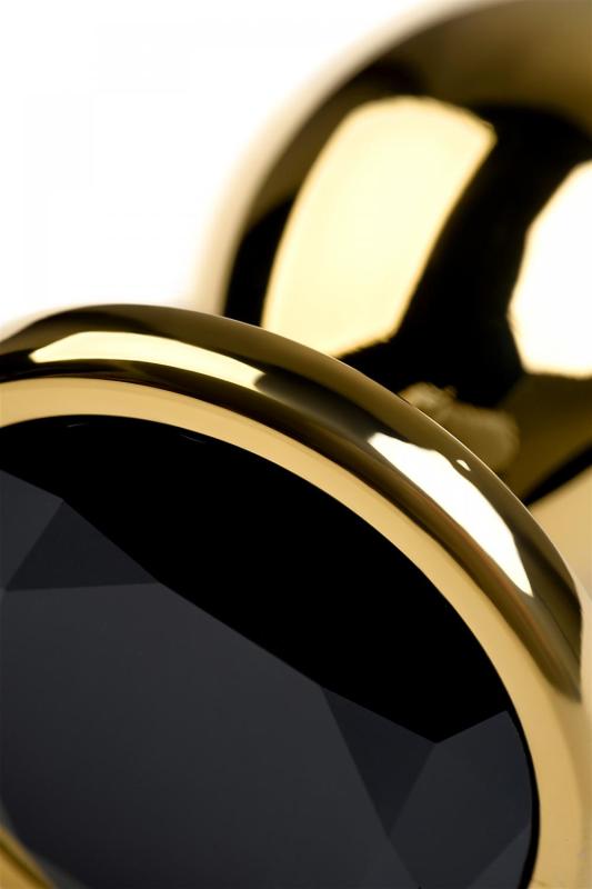 Анальная втулка Metal by TOYFA, металл, золотая, с чёрным кристаллом, 14 см, Ø 3,5 см, 21