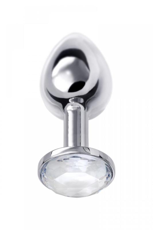 Анальная втулка Metal by TOYFA, металл, серебряная, с белым кристаллом, 7,5 см, Ø 3 см, 145 г
