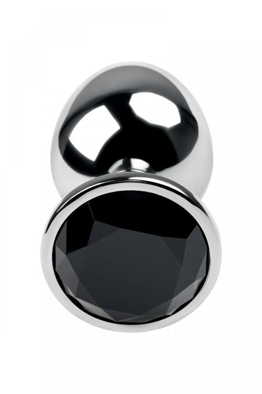 Анальная втулка Metal by TOYFA, металл, серебряная, с чёрным кристаллом, 9,2 см, Ø 4 см, 42