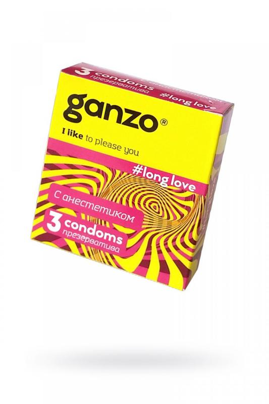 Презервативы Ganzo Long Love, с анестезирующим эффектом, латекс, 18 см, 3 шт.