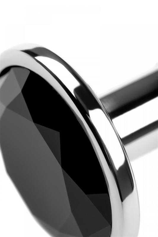 Анальная втулка Metal by TOYFA, металл, серебряная, с чёрным кристаллом, 9,2 см, Ø 4 см, 42