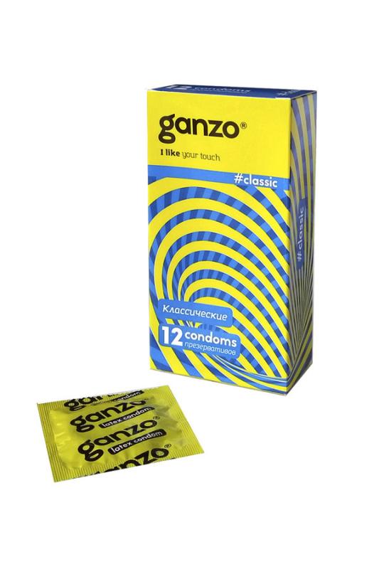 Презервативы Ganzo Classic, классические, с обильной смазкой, латекс, 18,5 см, 12 шт.
