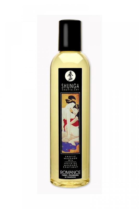 Масло для массажа Shunga Romance, натуральное, возбуждающее, клубника и шампанское, 240 мл