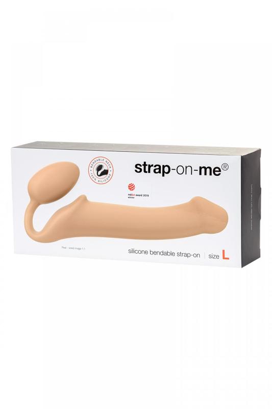 Безремневой нереалистичный страпон Strap-on-me, L, силикон, телесный, 25 см