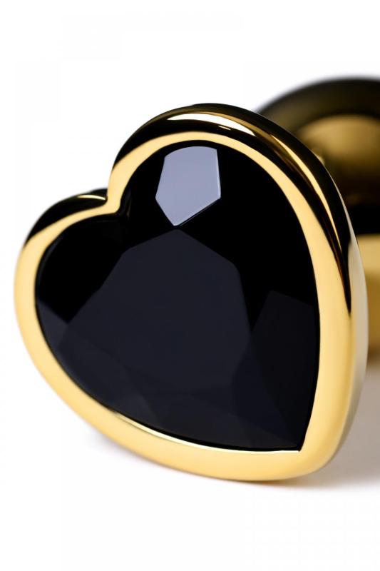 Анальная втулка Metal by TOYFA, металл, золотая, с чёрным кристаллом, 7 см, Ø 2,7 см, 50 г
