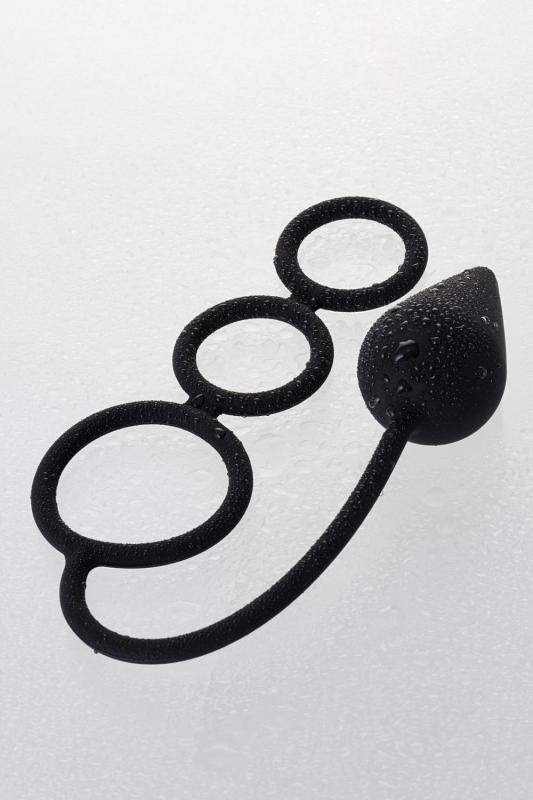 Анальная пробка Erotist с эрекционным кольцом, силикон, черная, 20 см, Ø 3 см