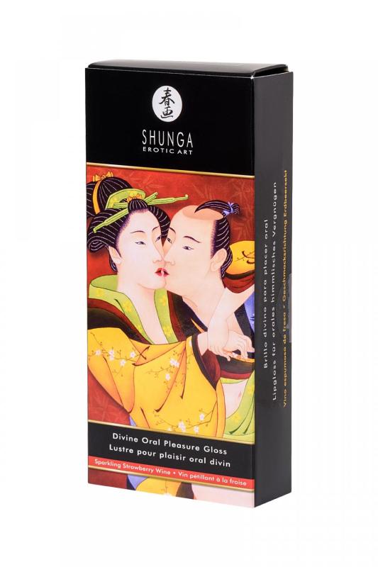 Блеск для губ Shunga «Божественное удовольствие», эффект ледяного огня, клубника и шампанское, 10 мл