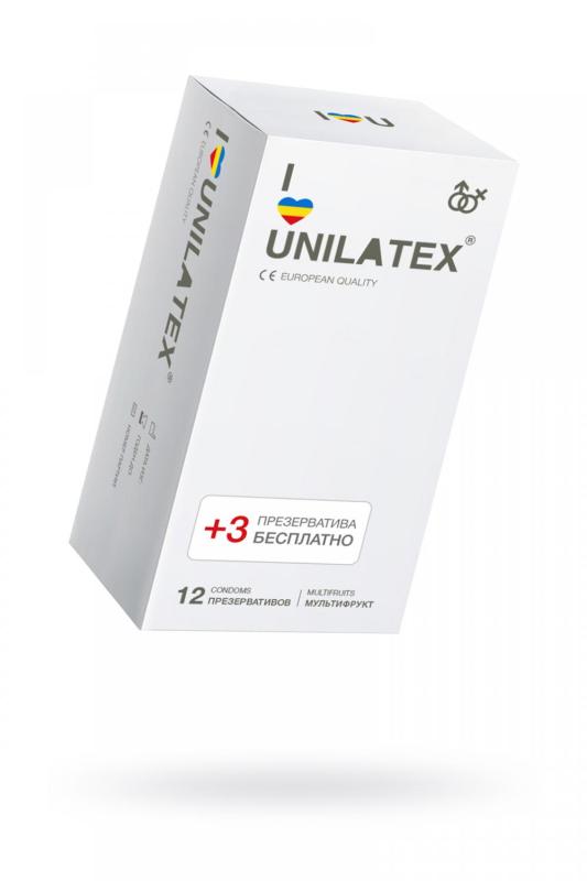 Презервативы Unilatex Multifrutis, ароматизированные, цветные, 12 + 3 шт.