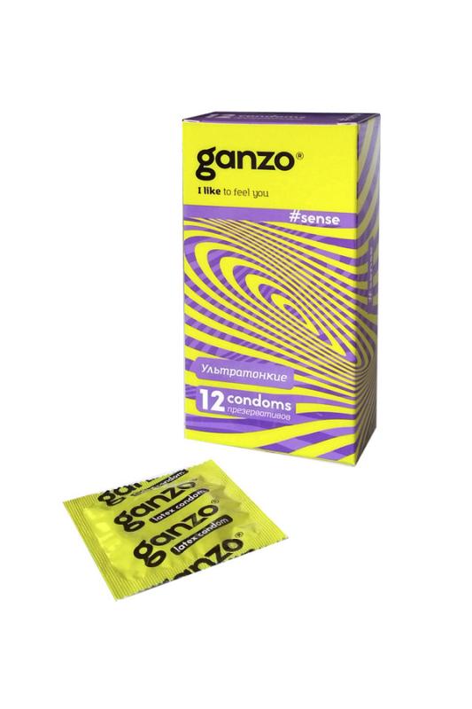 Презервативы Ganzo Sense, ультратонкие, латекс, 18 см, 12 шт.