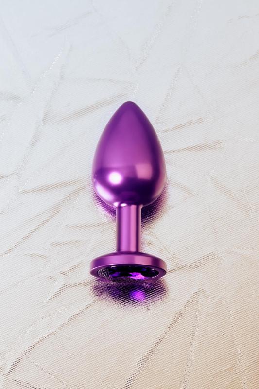 Анальная втулка, Metal by TOYFA, фиолетовая, с фиолетовым кристаллом, 8,2 см, Ø3,4 см, 85 г.
