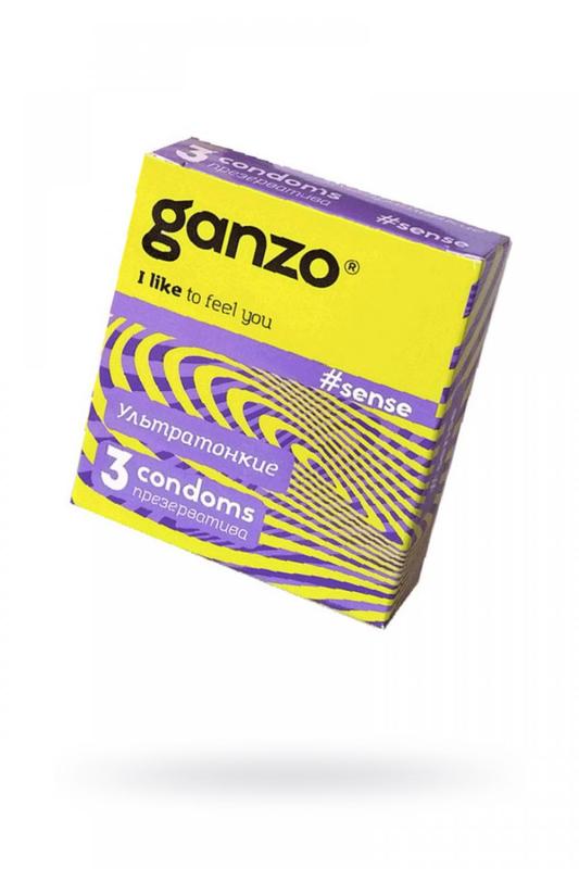 Презервативы Ganzo Sense, ультратонкие, латекс, 18 см, 3 шт.