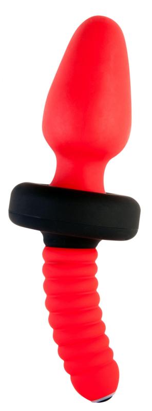 Анальная вибровтулка Black & Red by TOYFA для фистинга, силикон, красная, 22 см