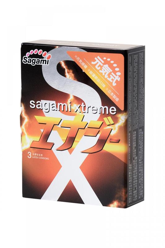 Презервативы Sagami xtreme energy, латексные, 19 см, 3 шт.