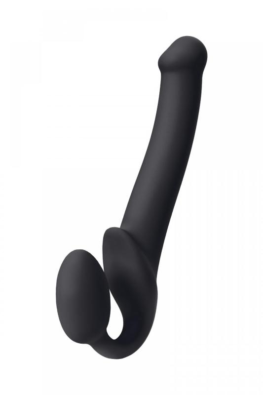 Безремневой нереалистичный страпон Strap-on-me, M, силикон, черный, 24,5 см