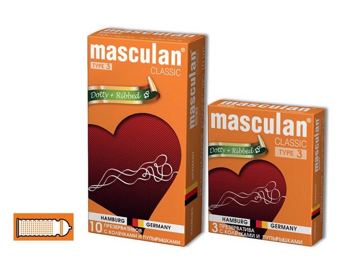 Презервативы Masculan Classic 3, 10 шт., c колечками и пупырышками