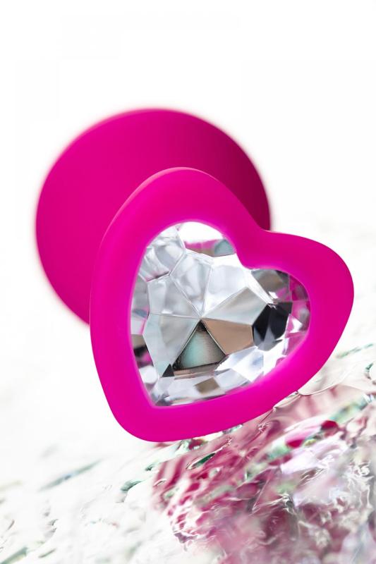 Анальная втулка ToDo by Toyfa Diamond Heart, силикон, розовая, 8 см, Ø 3 см