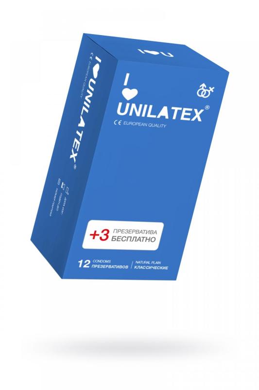 Презервативы Unilatex Natural Plain, гладкие, классические, 12 + 3 шт.