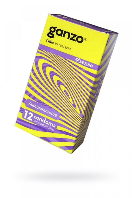 Презервативы Ganzo Sense, ультратонкие, латекс, 18 см, 12 шт.