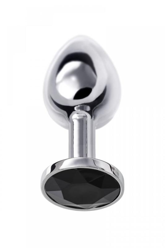 Анальная втулка Metal by TOYFA, металл, серебряная, с черным кристаллом, 7,5 см, Ø 3 см, 145 г