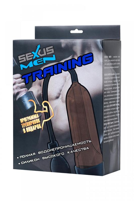 Помпа для пениса Sexus Men Training, вакуумная, механическая, ABS пластик, черный, 25 см