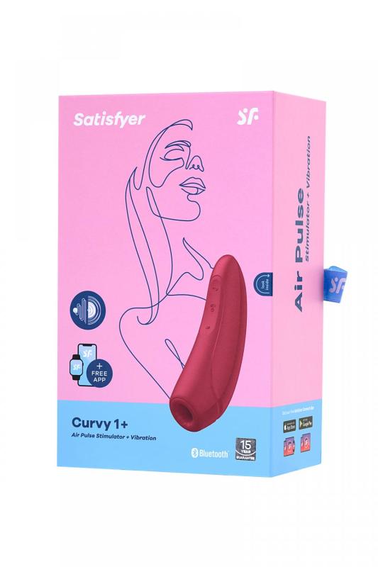 Вакуум-волновой бесконтактный стимулятор клитора Satisfyer Curvy 1+, силикон, красный, 14,3 см.