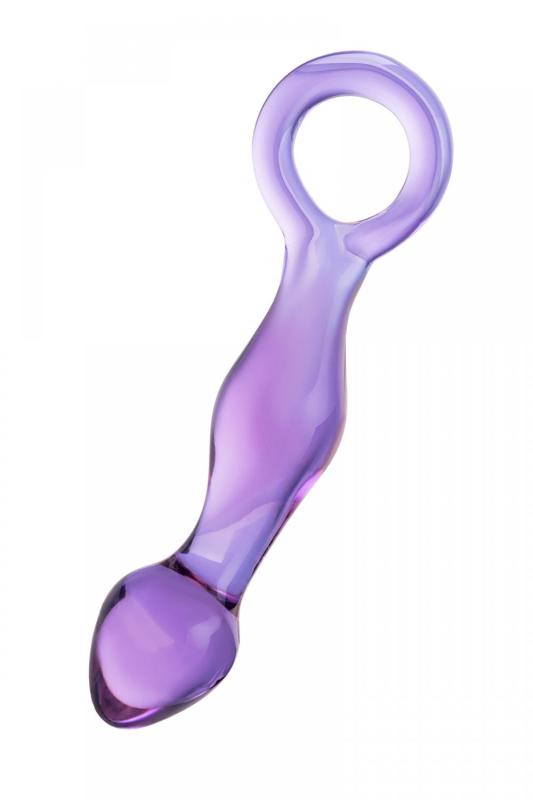 Анальный фаллоимитатор Sexus Glass с кольцом, стекло, фиолетовый, 12,5 см
