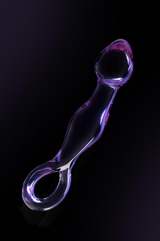 Анальный фаллоимитатор Sexus Glass с кольцом, стекло, фиолетовый, 12,5 см