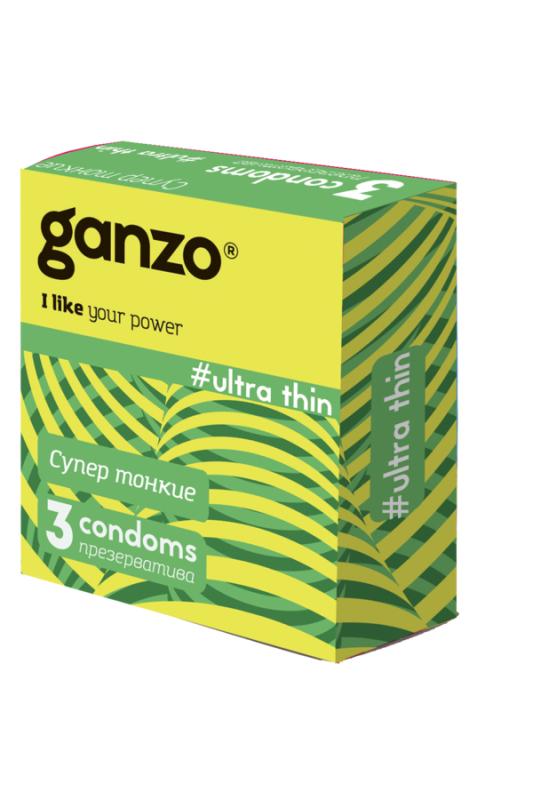 Презервативы Ganzo Ultra thin, ультратонкие, латекс, 18 см, 3 шт.