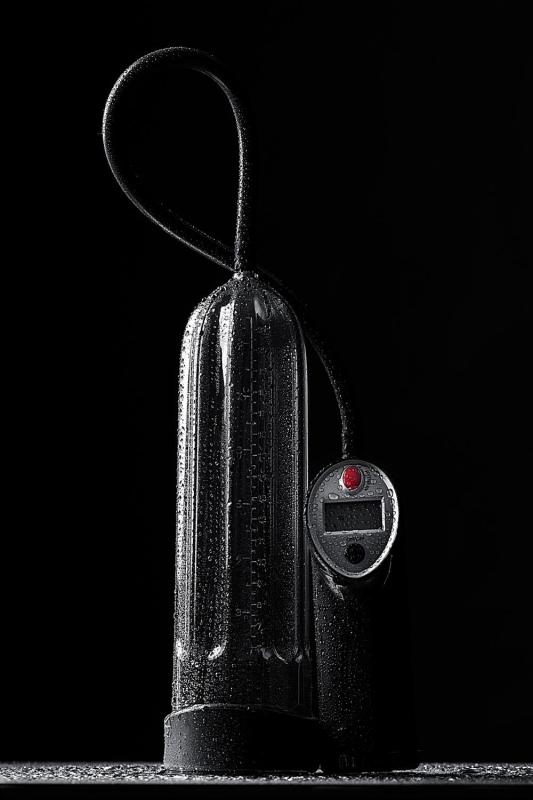 Помпа для пениса Sexus Men Expert, полуавтоматическая, с манометром, ABS пластик, черная, 27 см, Ø 7