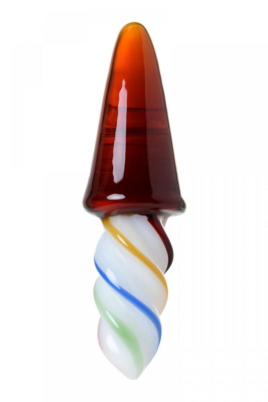 Двусторонний фаллоимитатор Sexus Glass, стекло, коричневый, 16 см