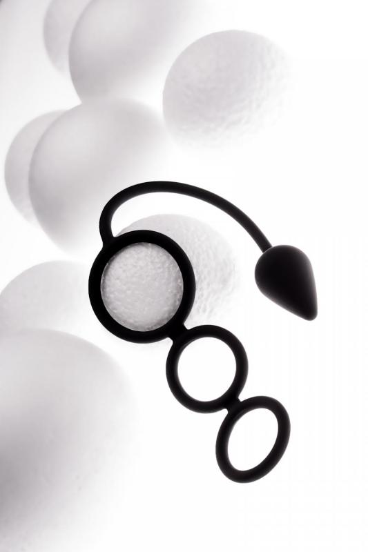 Анальная пробка Erotist с эрекционным кольцом, силикон, черная, 20 см, Ø 3 см