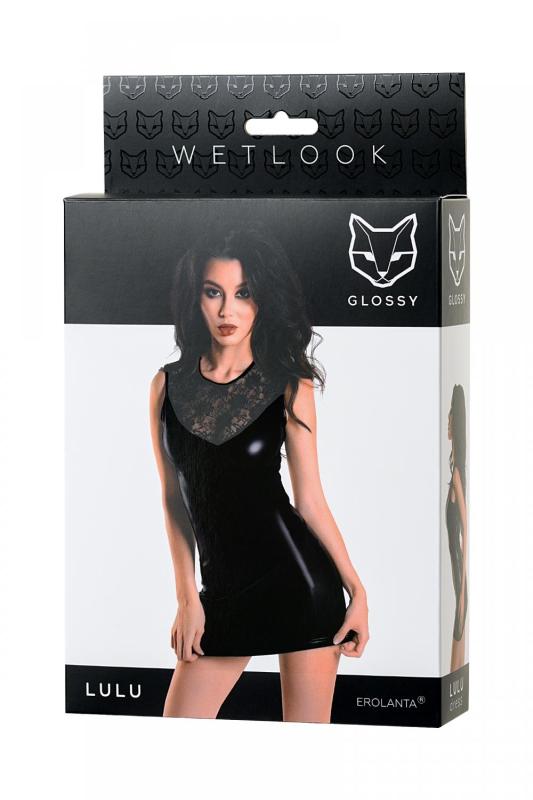 Платье Glossy Lulu из материала Wetlook, черное, M