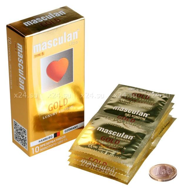 Презервативы Masculan 5 Ultra, золотые, 10 шт.