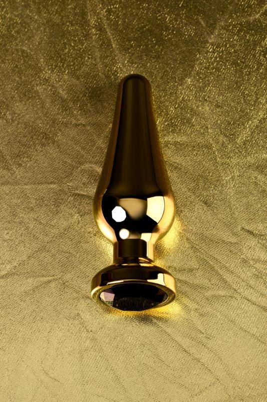 Анальная втулка Metal by TOYFA, металл, золотая, с чёрным кристаллом, 12 см, Ø 4 см, 195 г